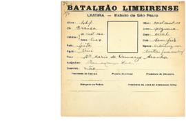 Ficha de Identificação do Batalhão Limeirense Mario de Camargo Aranha