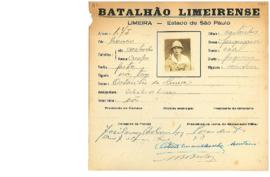 Ficha de Identificação do Batalhão Limeirense Octacilio de Lima